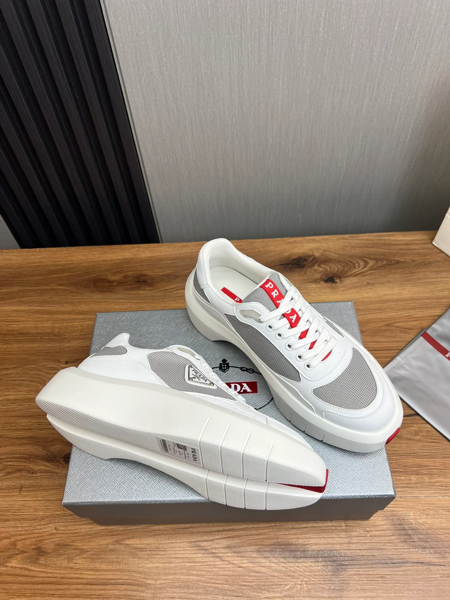 Men's shoes 💰620💰 [PRADA] Men's shoes are popular in the counter, official website is synchronized, high-quality shipments ✔️Original cowhide stitching mesh + cowhide lining, 1🆚1 replica, original original bottom, 38-45 (45 customized, non-refundable)